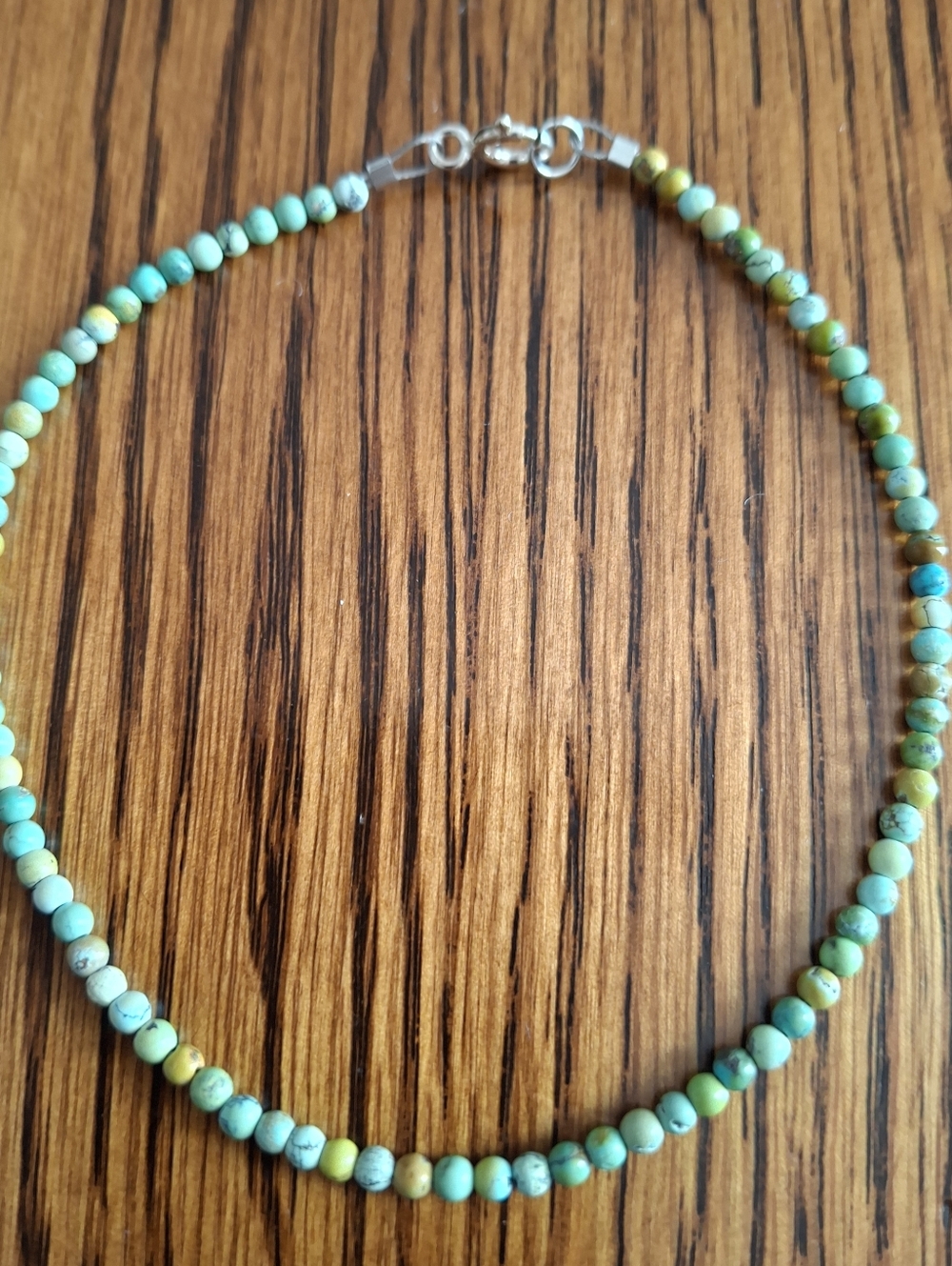 Anklet Hubei Turquoise Tiny 2mm Natural Stone Beads 9.5"